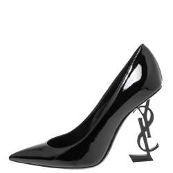 مملوكة مسبقًا Saint Laurent Black Patent Leather Opyum  Pointed Toe Pumps Size 36.5