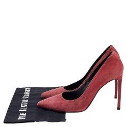 Pre Owned Saint Laurent Brown Suede Pointed Toe Pumps Size 38