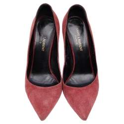 Pre Owned Saint Laurent Brown Suede Pointed Toe Pumps Size 38