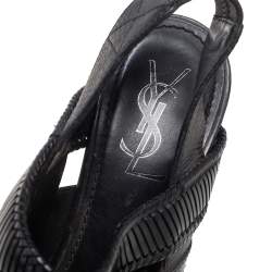 Saint Laurent Black Leather Strappy Slingback Sandals Size 38.5