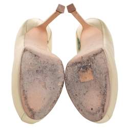 Pre Owned Saint Laurent Metallic Gold  Leather Tribtoo Platform Pumps Size 38.5