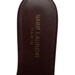 مملوكة مسبقًا Saint Laurent Burgundy Patent Leather Tribute Flat Slides Size 38