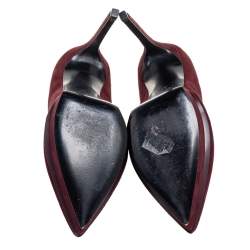مملوكة مسبقًا Saint Laurent Burgundy Suede Janis Pointed-Toe Platform Pumps Size 37