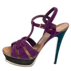 Saint Laurent Purple Suede Tribute Sandals Size 39