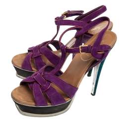Saint Laurent Purple Suede Tribute Sandals Size 39