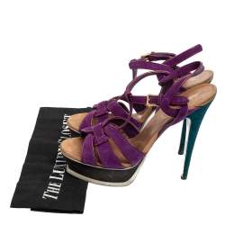 Saint Laurent Purple Suede Tribute Sandals Size 39