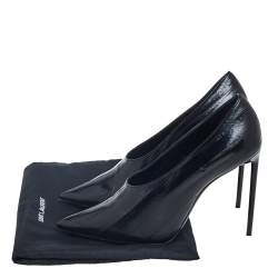 Pre Owned Saint Laurent Black Eel  Leather Pointed Toe Pumps Size 39