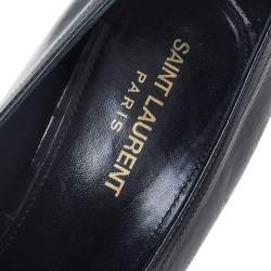 Pre Owned Saint Laurent Black Eel  Leather Pointed Toe Pumps Size 39