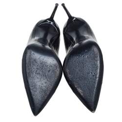 Pre Owned Saint Laurent Black Eel  Leather Pointed Toe Pumps Size 39