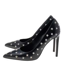 Pre Owned Saint Laurent Black Leather Pointed Toe Pumps Size 40