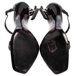Pre Owned Saint Laurent Black Patent Leather Opyum Ankle-Strap Sandals Size 38