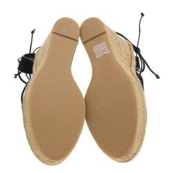 مملوكة مسبقًا صندل سان لوران سويدي أسود كعب روكي نعل سميك سير كاحل مقاس 41