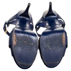 مملوكة مسبقًا Saint Laurent Blue Leather Tribute Sandals Size 40.5