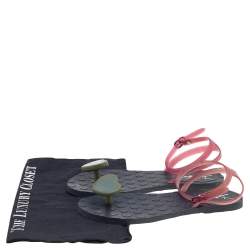 Pre Owned Saint Laurent Black Jelly Thong Flats Size 37