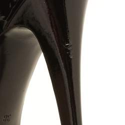 Pre Owned Saint Laurent Burgundy Patent Leather Tribute Platform Sandals Size 38