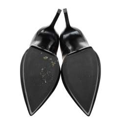 Pre Owned حذاء كعب عالي سان لوران جانس جلد مزخرف أسود نعلس يك مقاس 36