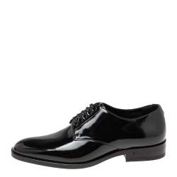 Pre Owned Saint Laurent Black Patent Leather Montaigne Lace-Up Derby Size 37.5