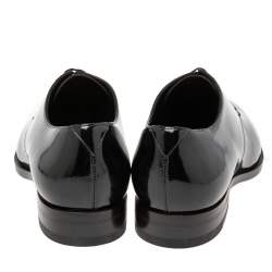 Pre Owned Saint Laurent Black Patent Leather Montaigne Lace-Up Derby Size 37.5