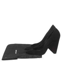 Saint Laurent Black Suede Platform Block Pumps Size 40