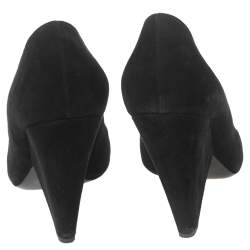 Saint Laurent Black Suede Platform Block Pumps Size 40