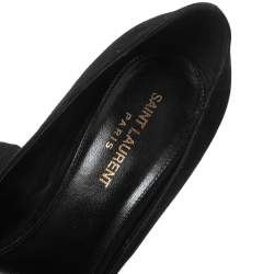 Saint Laurent Black Suede Platform Block Pumps Size 40