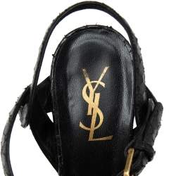 مملوكة مسبقًا Saint Laurent Black Python Leather Tribute Platform  Sandals Size 38.5