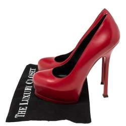 Saint Laurent Red Leather Tribtoo  Pumps Size 38.5