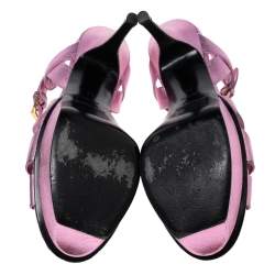 Pre Owned Saint Laurent Metallic Pink Leather Tribute Sandals Size 37