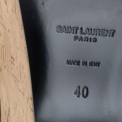 Saint Laurent Black Leather Cork Wedge Platform Sandals Size 40
