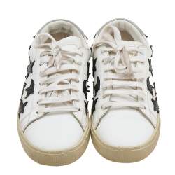 حذاء رياضي سان لوران كورت كلاسيك كاليفورنيا جلد أسود / أبيض نجمة مقاس 38.5