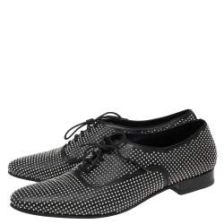 Pre Owned Saint Laurent Black Leather Lulu Richelieu Metal Eyelet Lace Up Oxfords Size 41