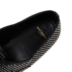 Pre Owned Saint Laurent Black Leather Lulu Richelieu Metal Eyelet Lace Up Oxfords Size 41