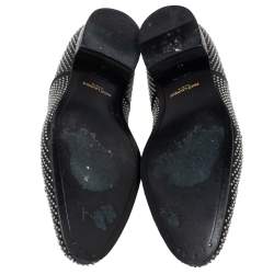 Pre Owned Saint Laurent Black Leather Lulu Richelieu Metal Eyelet Lace Up Oxfords Size 41