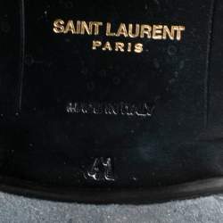 Pre Owned Saint Laurent Black Leather Lulu Richelieu Metal Eyelet Lace Up Oxfords Size 41