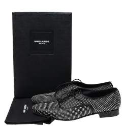 Pre Owned Saint Laurent Black Leather Lulu Richelieu Metal Eyelet Lace Up Oxfords Size 41