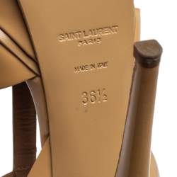 Pre Owned Saint Laurent Beige Patent Leather Tribute Platform Sandals Size 36.5