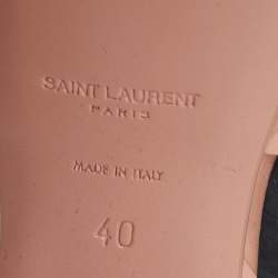 Pre Owned Saint Laurent Nude Patent Leather Tribute Platform Sandals Size 40