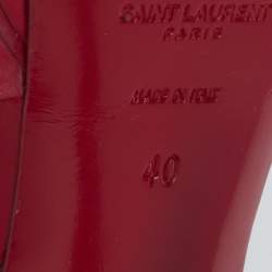 Pre Owned Saint Laurent Red Leather Tribute Platform Sandals Size 40