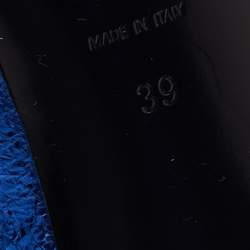 Pre Owned Saint Laurent Blue Leather Pointed Toe Pumps Size 39