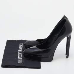Pre Owned Saint Laurent Black Leather Janis Pointed Toe Pumps Size 38.5