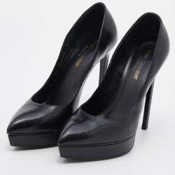 Pre Owned Saint Laurent Black Leather Janis Pointed Toe Pumps Size 38.5