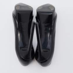 Pre Owned Saint Laurent Black Leather Janis Pointed Toe Pumps Size 38.5