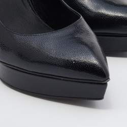 Pre Owned Saint Laurent Black Leather Janis Pointed Toe Pumps Size 38.5