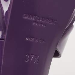 مملوكة مسبقًا صندل سان لوران تريبوت جلد بنفسجي لامع نعل سميك مقاس 37.5