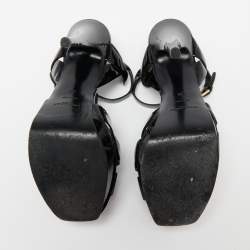Pre Owned Saint Laurent Black Patent Leather Tribute Platform Sandals Size 39