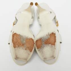 Pre Owned Saint Laurent White Leather Tribute Platform Sandals Size 39