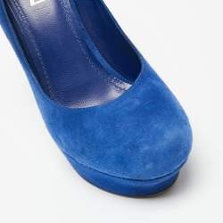 Saint Laurent Royal Blue Suede Palais Platform Pumps Size 39