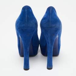 Saint Laurent Royal Blue Suede Palais Platform Pumps Size 39