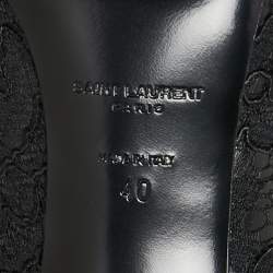 Pre Owned حذاء كعب عالي سان لوران جلد ودانتيل أسود مقدمة مدببة مقاس 40