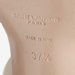Pre Owned Saint Laurent Beige Patent Leather Tribute Ankle Strap Platform Sandals Size 37.5